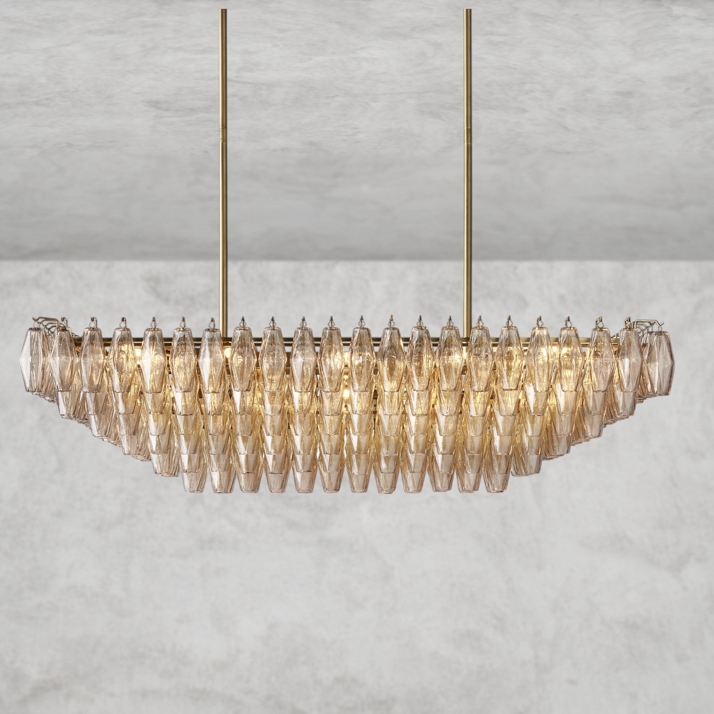 CHIARA CLEAR/ SMOKE GLASS TIERED RECTANGULAR CHANDELIER 54", 74"